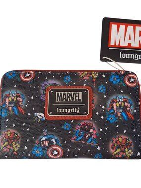 Loungefly Marvel Avengers Tattoo Zip Around Wallet NEW NWT